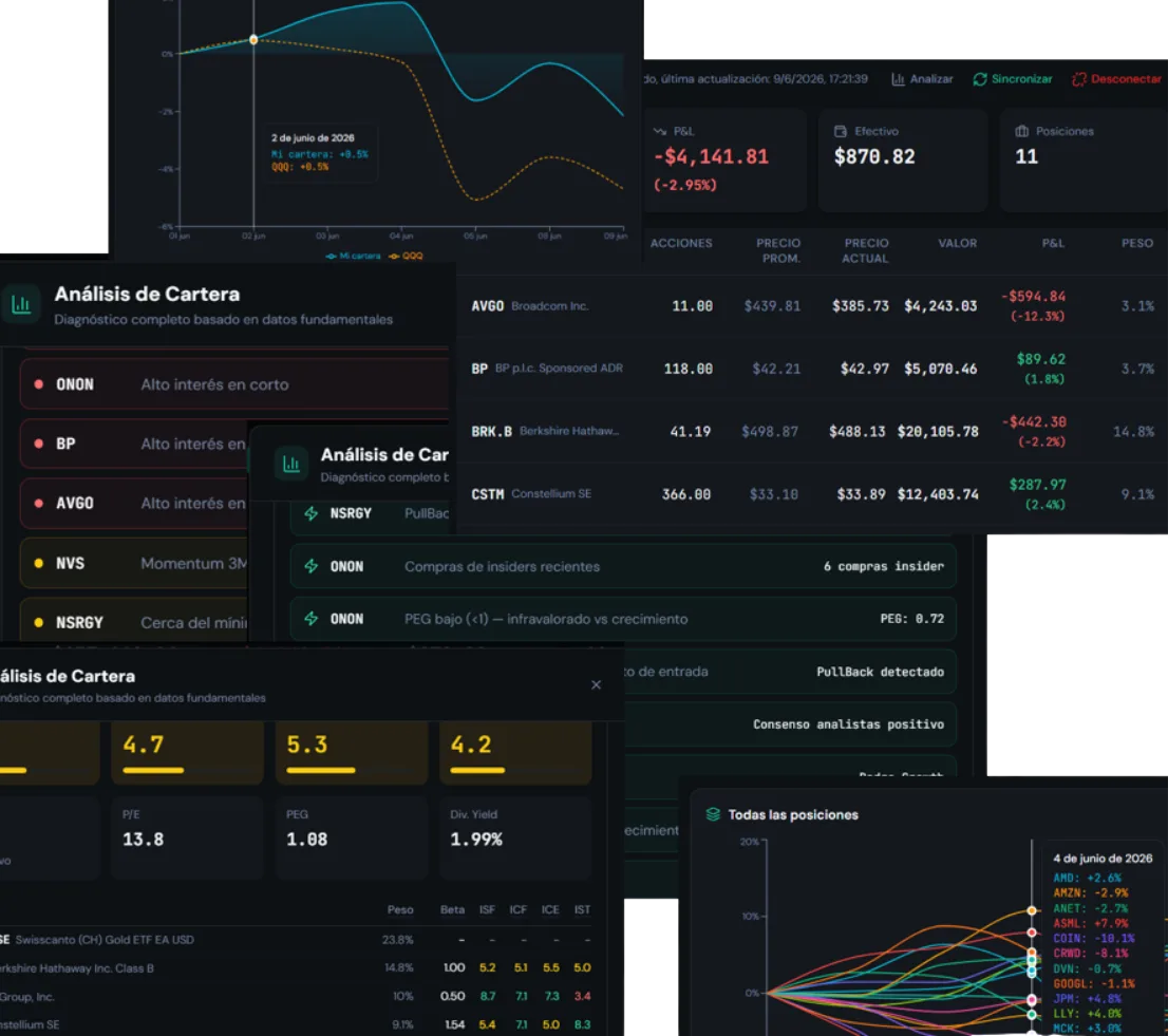 Portfolio view with position tracking and performance